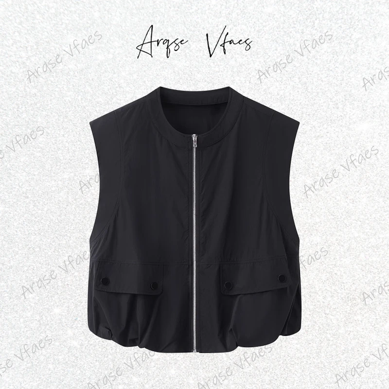 [ARQSEVFAES正品]—2025夏季新款无袖外套女-50421503拉链无袖马夹