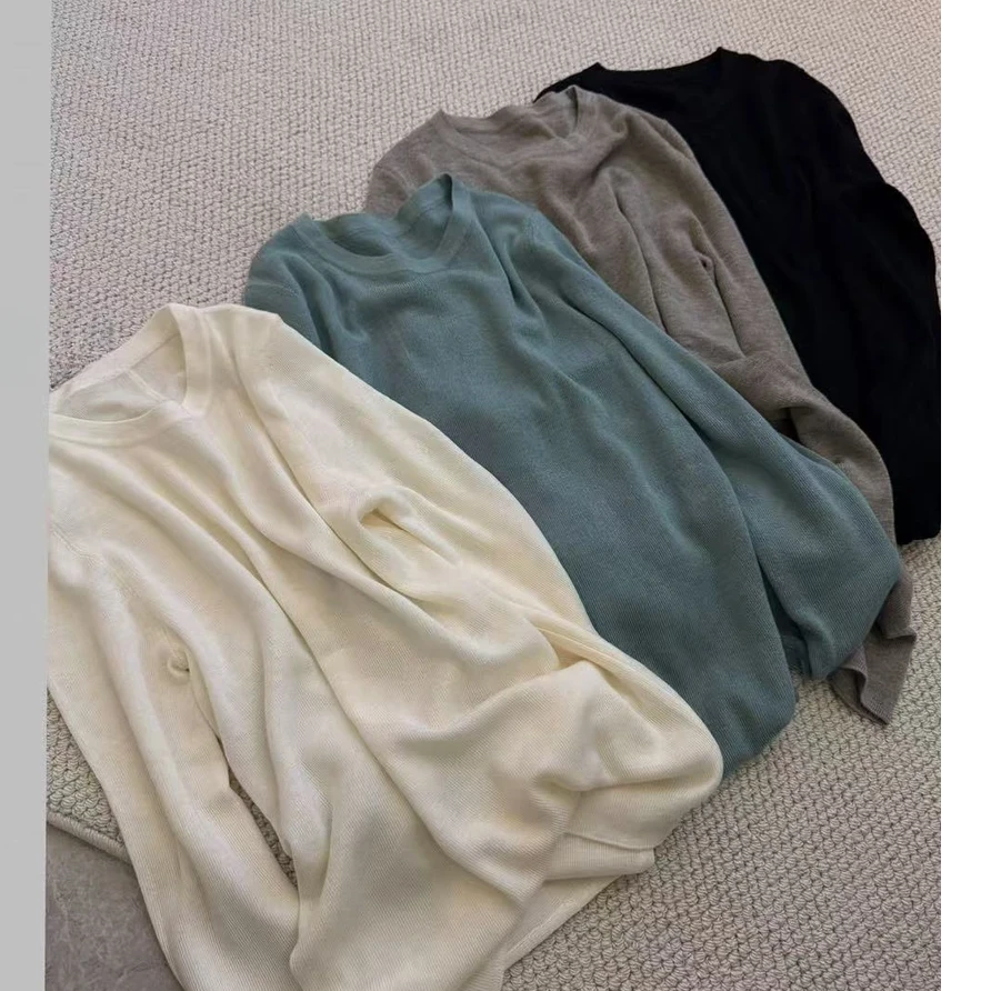 毛衣超软糯百搭纯色打底衫上衣2025早秋新款毛衣针织衫女H8-65
