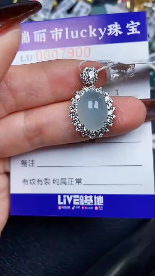 颈饰银S925镶嵌翡翠7900