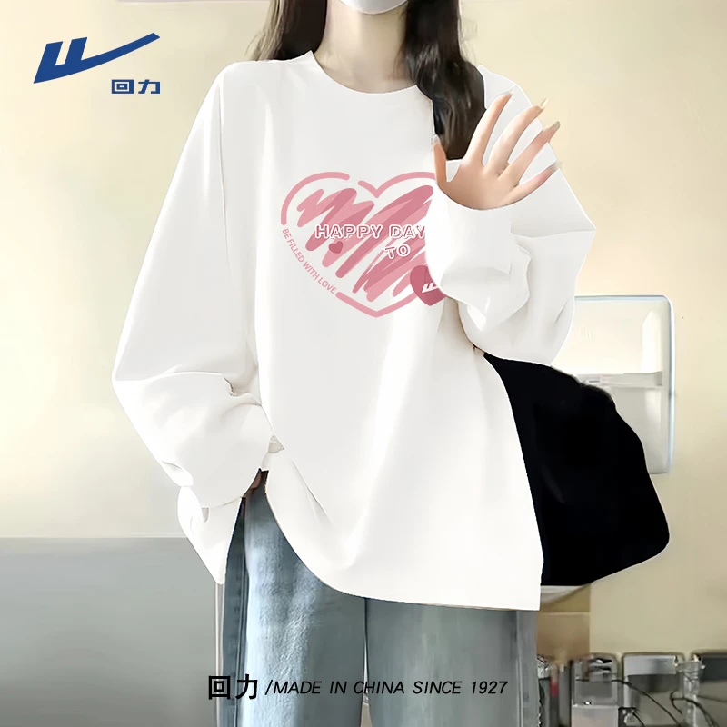 Warrior/回力女款2025年新款长袖女t恤内搭长袖上衣全棉打底衫T