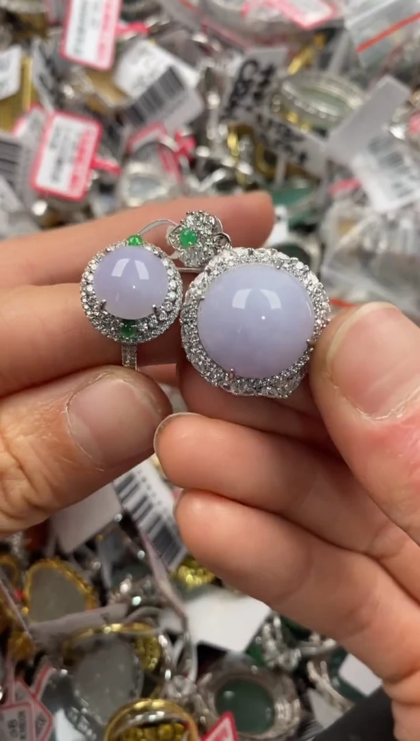 银S925镶嵌戒指翡翠444   3