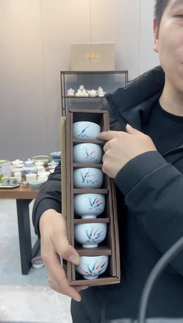 【闪购商品】【瓷心匠物】直播间福利专款手绘鱼杯6个装