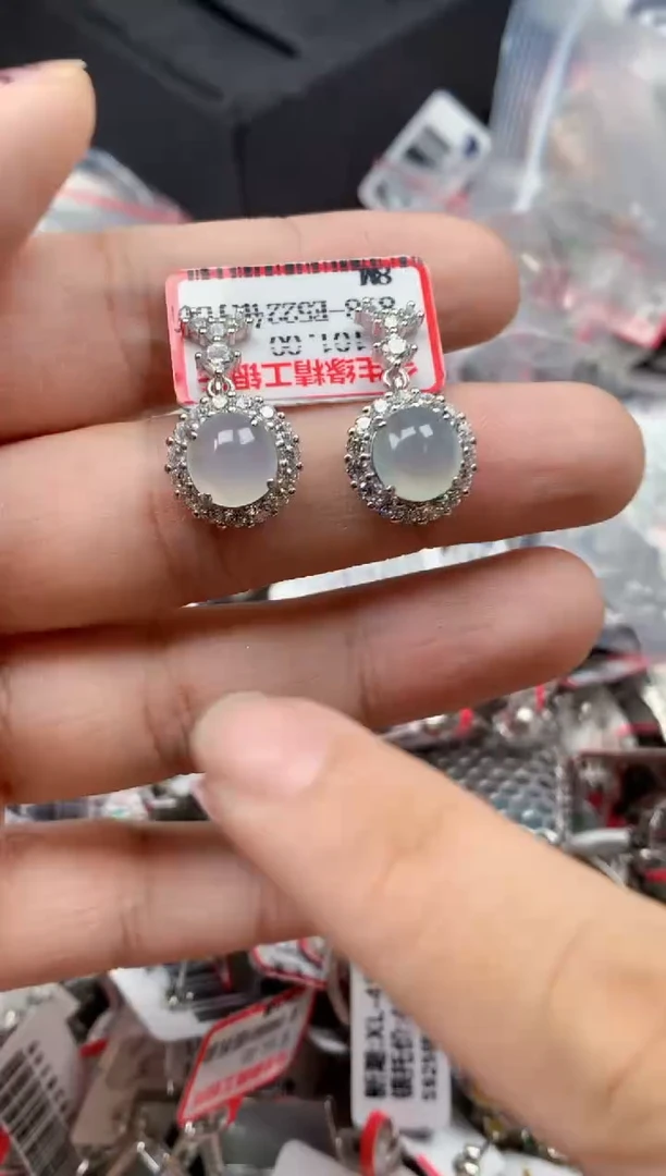 银S925镶嵌戒指翡翠天然A货缅甸翡翠