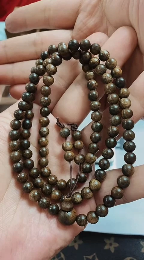 沉香手串沉香越南芽庄树心油老料沉香沉水级108颗脖