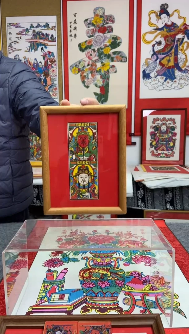 柚木八寸摆台上关下财手工制作精品
