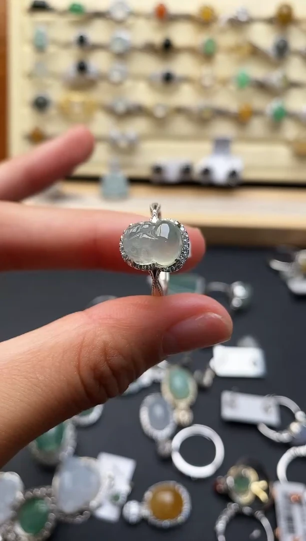 银S925镶嵌戒指翡翠55555555+1