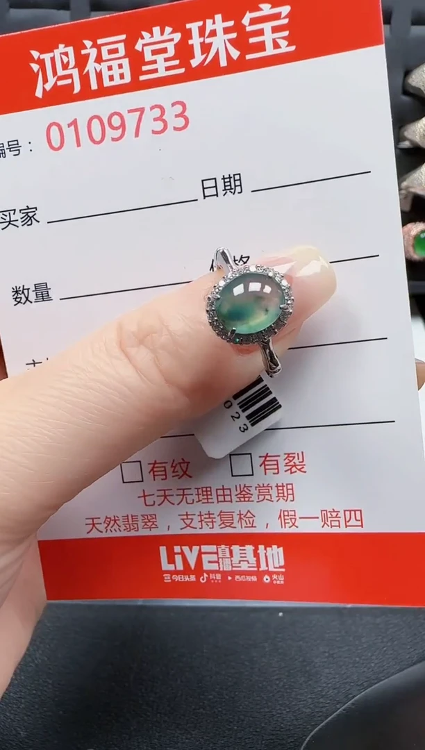 【闪购商品】翡翠戒指银S925镶嵌9733