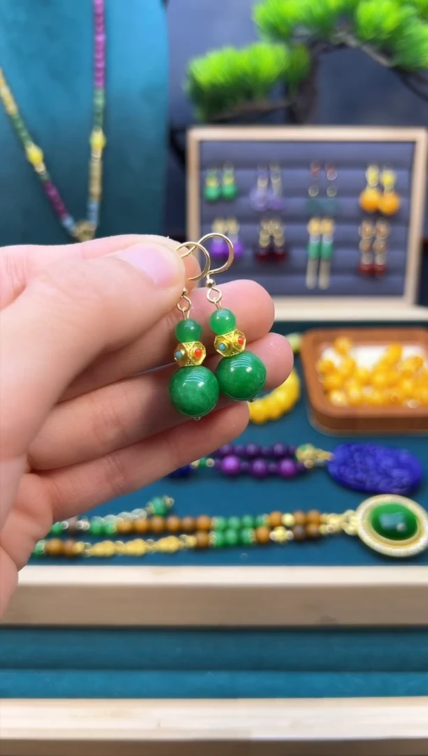 【闪购商品】翡翠耳饰14K金镶嵌E242