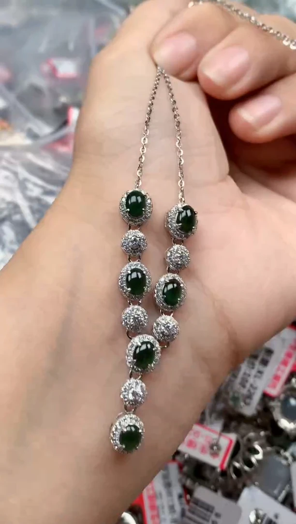 银S925镶嵌戒指翡翠天然A货缅甸翡翠