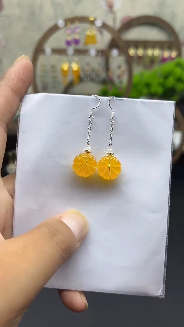 银S925镶嵌耳饰玛瑙/玉髓063