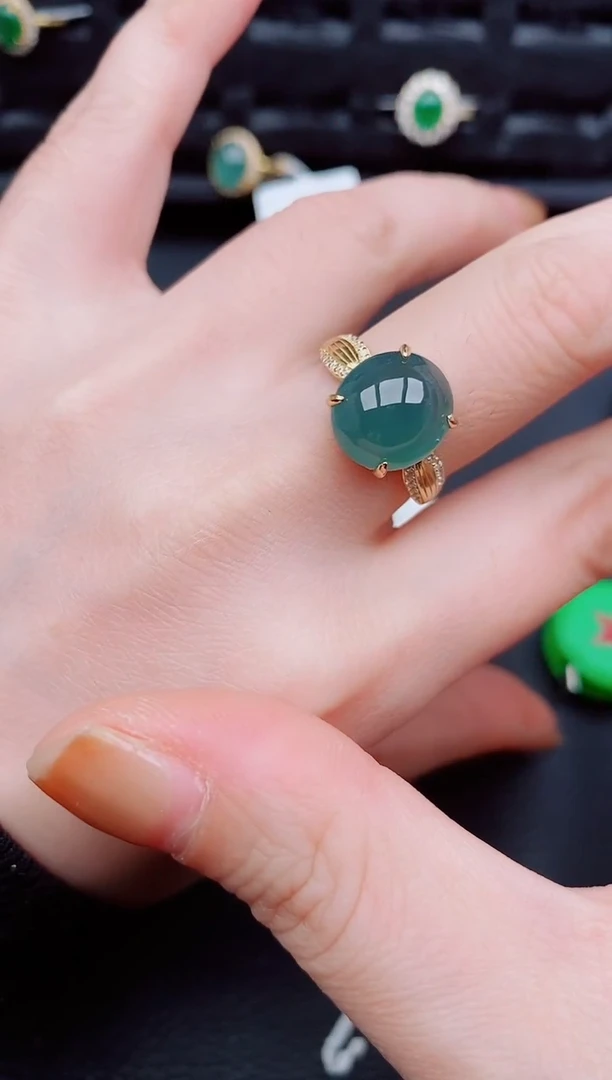 【闪购商品】翡翠戒指银S925镶嵌天然a货翡翠853