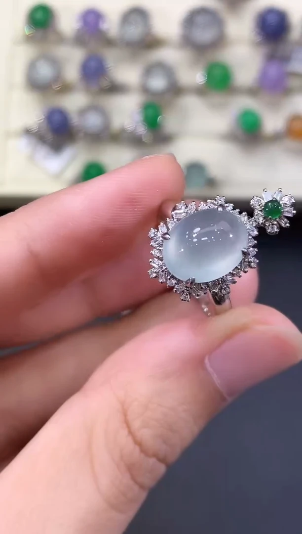 翡翠戒指18K金镶嵌B180