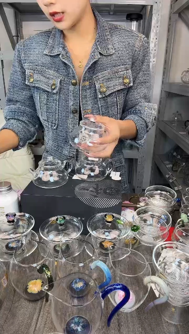 手工艺品玻璃风谜 花语喜乐壶 透明色