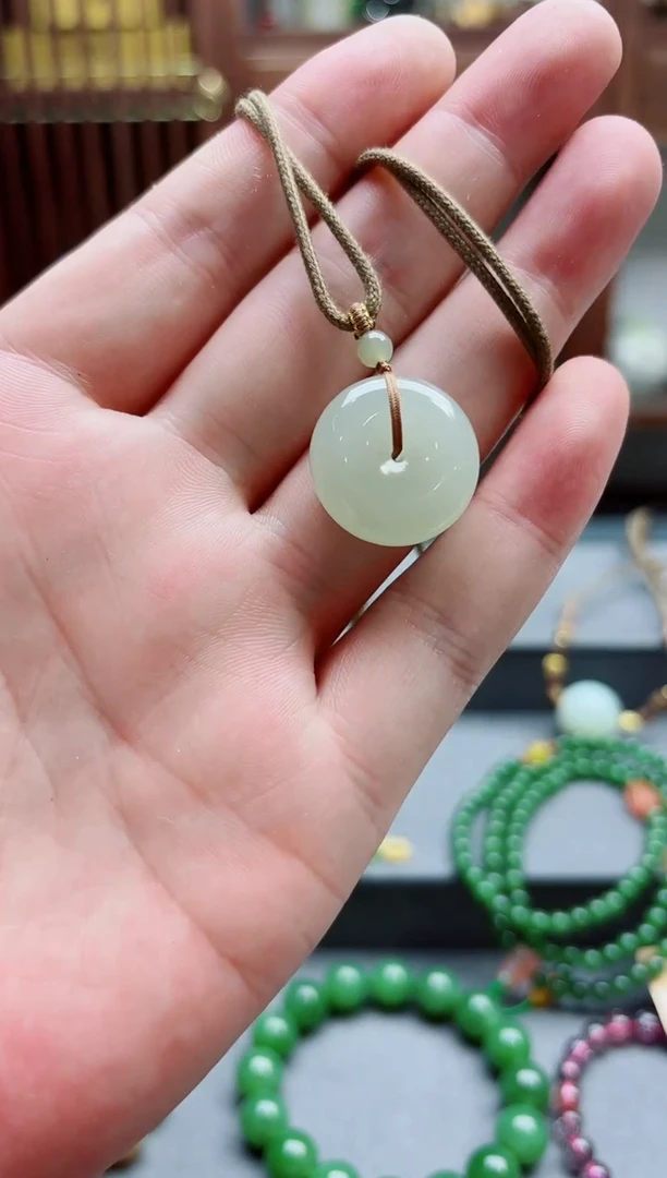 和田玉未镶嵌颈饰晴水平安扣吊坠HX