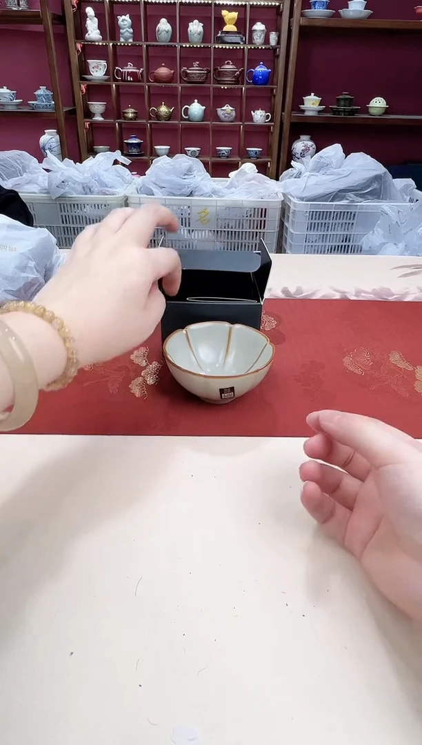 【闪购商品】瓷片梵汝山房六瓣杯1