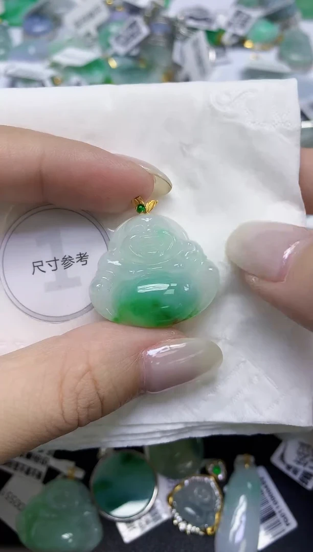 颈饰18K金镶嵌翡翠天然缅甸翡翠A货百元以上9元证书费自理