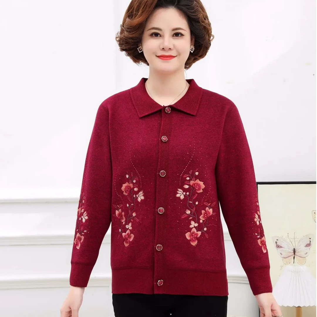 雅鹿妈妈款保暖开衫上衣8290