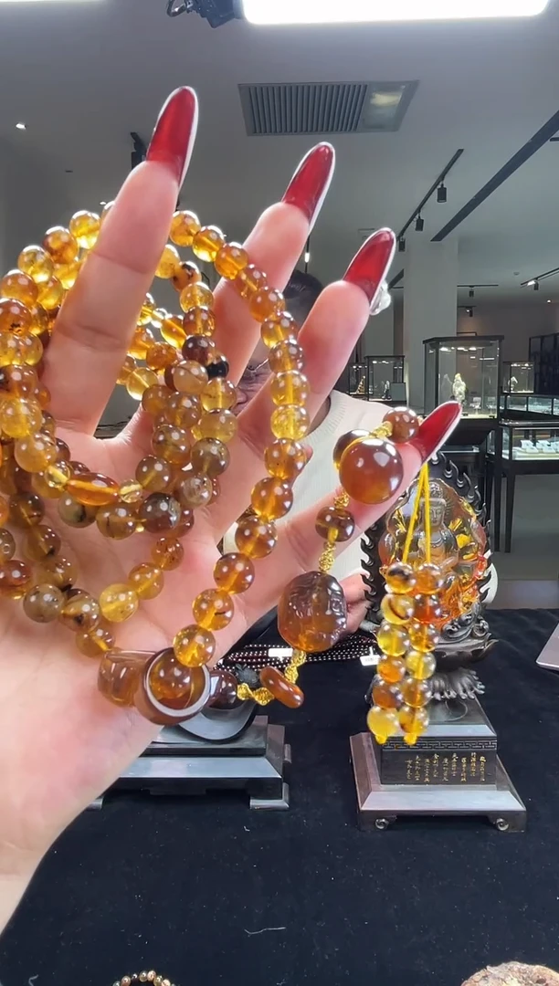 琥珀颈饰未镶嵌缅甸琥珀DIY 项链