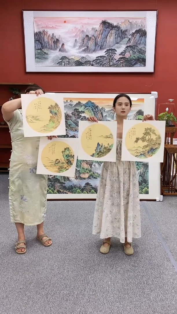 国画手绘 斗方 48*48  *4