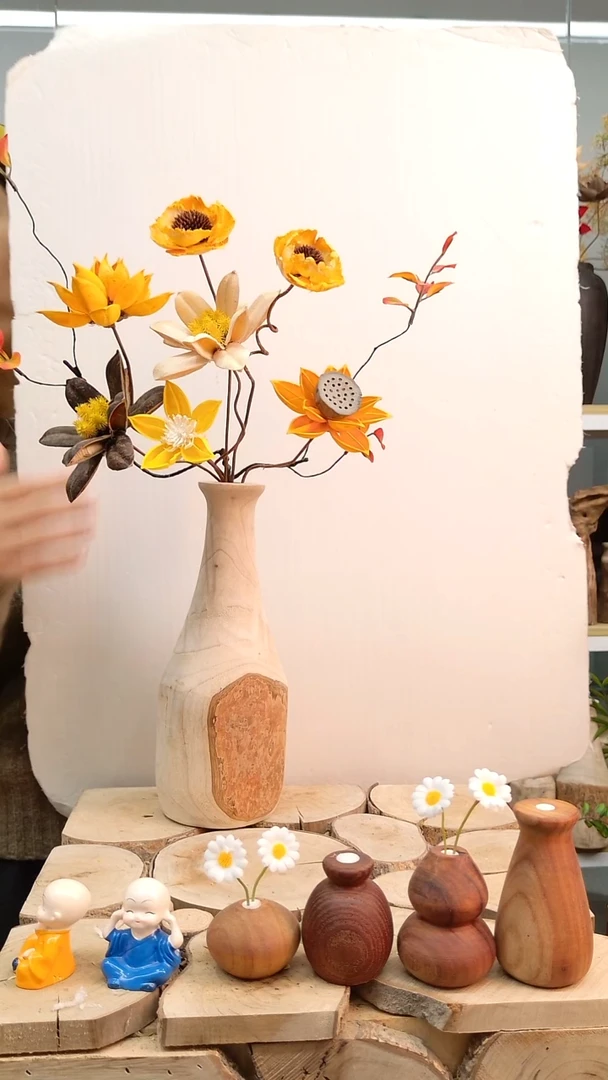 木实木碳化花瓶配花一套