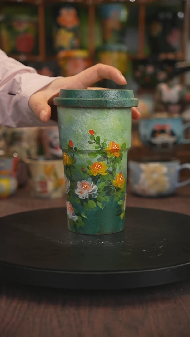紫砂油画手绘釉下彩