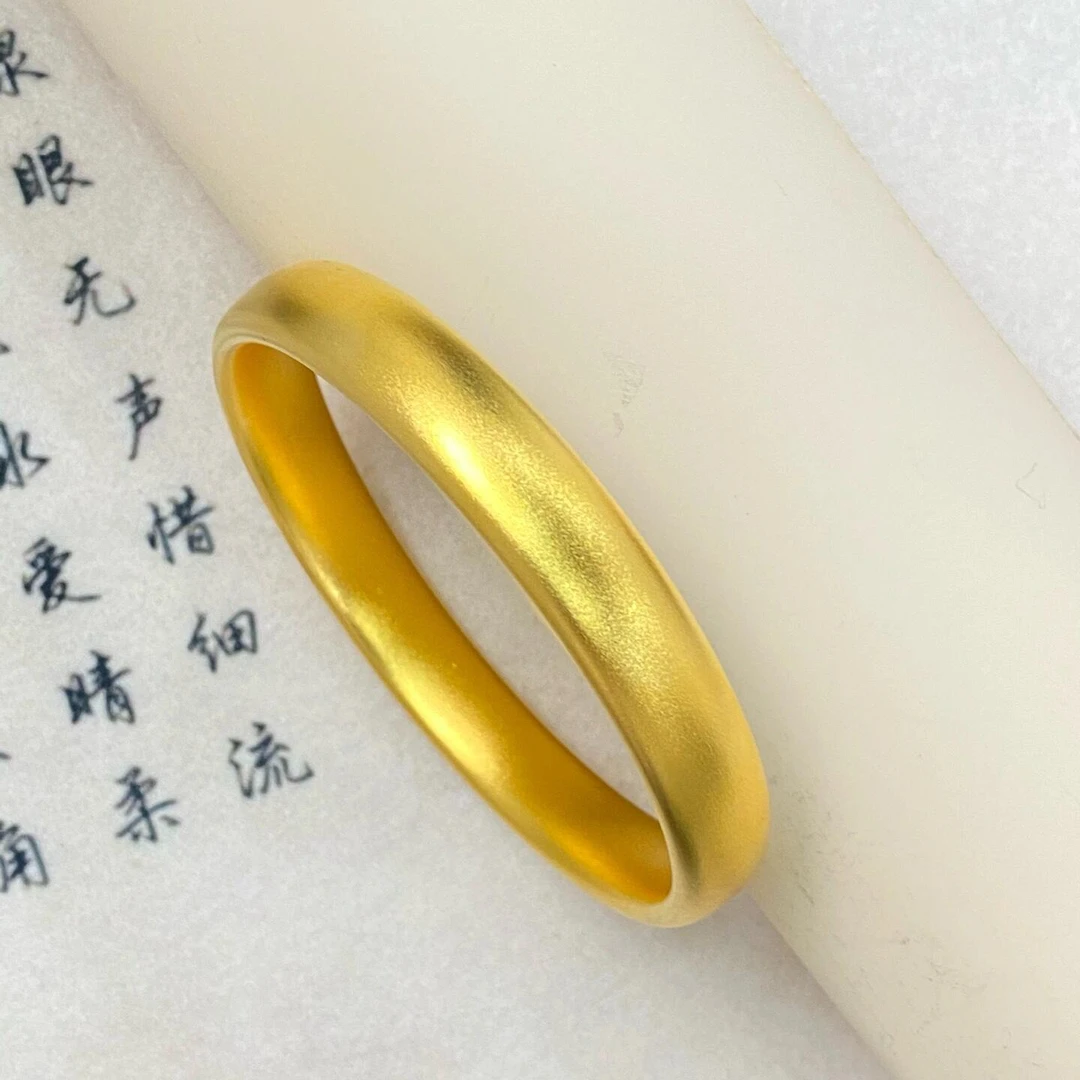 金令吉黄金足金9999古法泥鳅背素款时尚手镯宽8mm厚4.9-5.4mm