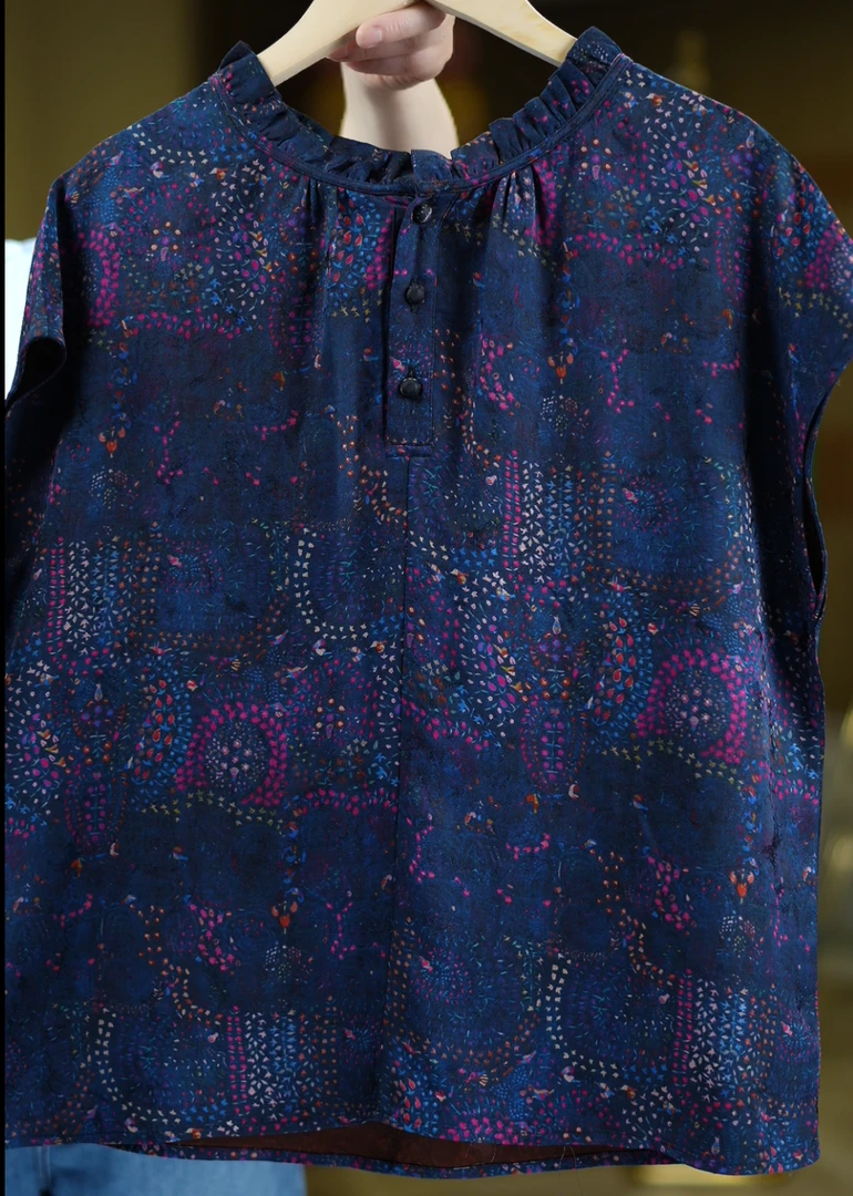 长夜未央《非遗美学》1339夏季新款老钱风减龄花边前后穿短袖