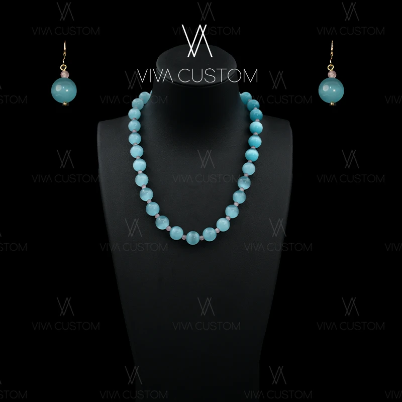 铜合金耳饰 (彩石流光系列)复古清新糖果色珠链套装✓