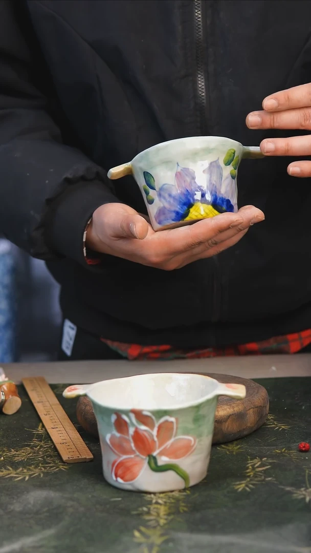 【闪购商品】景德镇手捏手绘釉下彩米饭碗