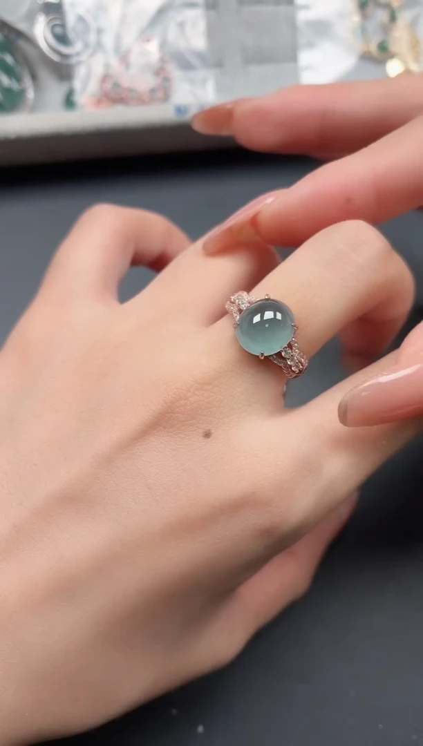 银S925镶嵌戒指翡翠111