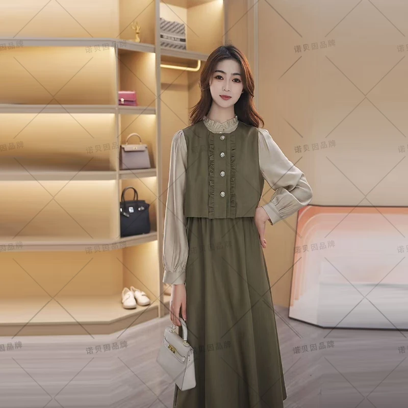 nuobeiyin/诺贝因2025秋季老钱风女装爆款长袖连衣裙 NNBY660388