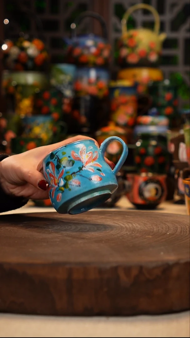 紫砂油画手绘釉下彩