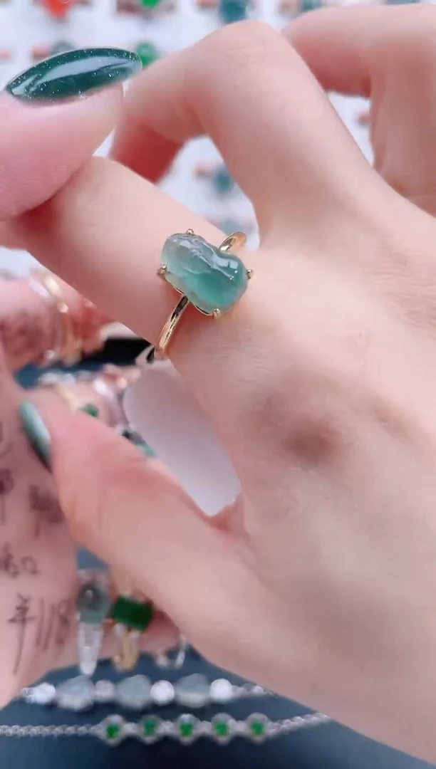 银S925镶嵌戒指翡翠天然翡翠