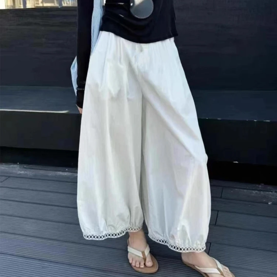 【现货+运费险】欧货款镂空女春夏2025新款宽松休闲百搭九分灯笼裤