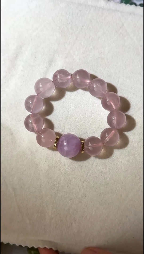 合金锂辉石手串马粉紫锂辉顶珠手链