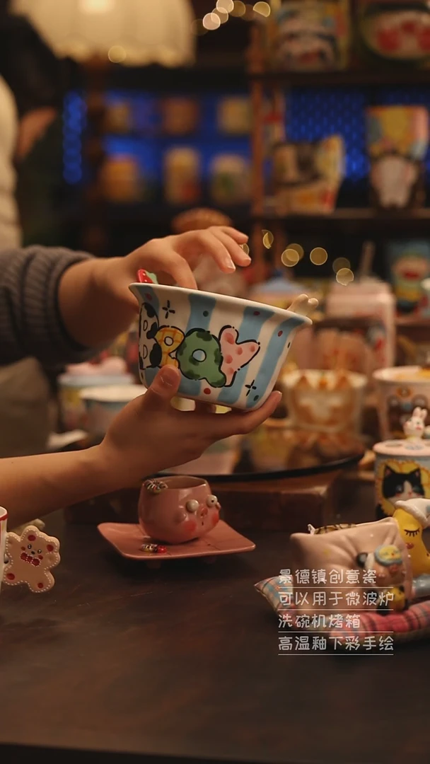 陶瓷景德镇可爱陶瓷釉下彩绘设计师款