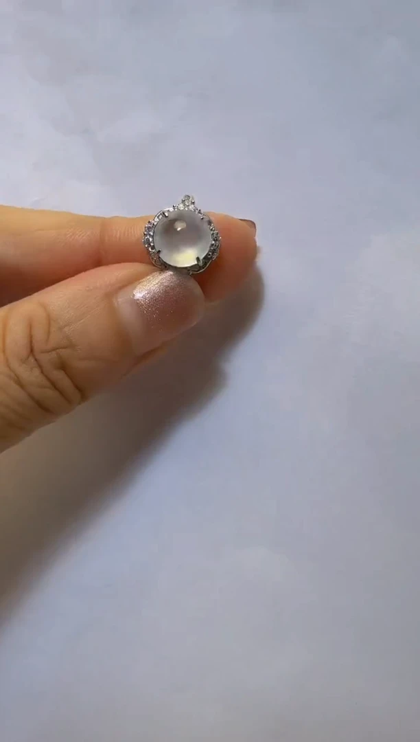 银S925镶嵌戒指翡翠925银镶缅甸A货翡翠戒指
