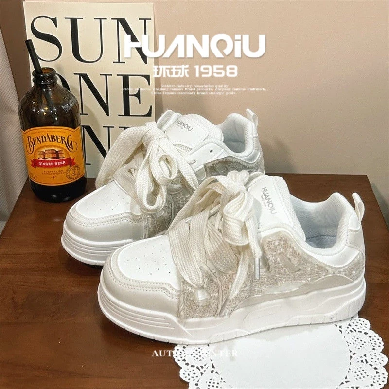 HUANQIU/环球小白鞋板鞋女鞋厚底舒适轻便增高百搭潮流休闲舒适鞋