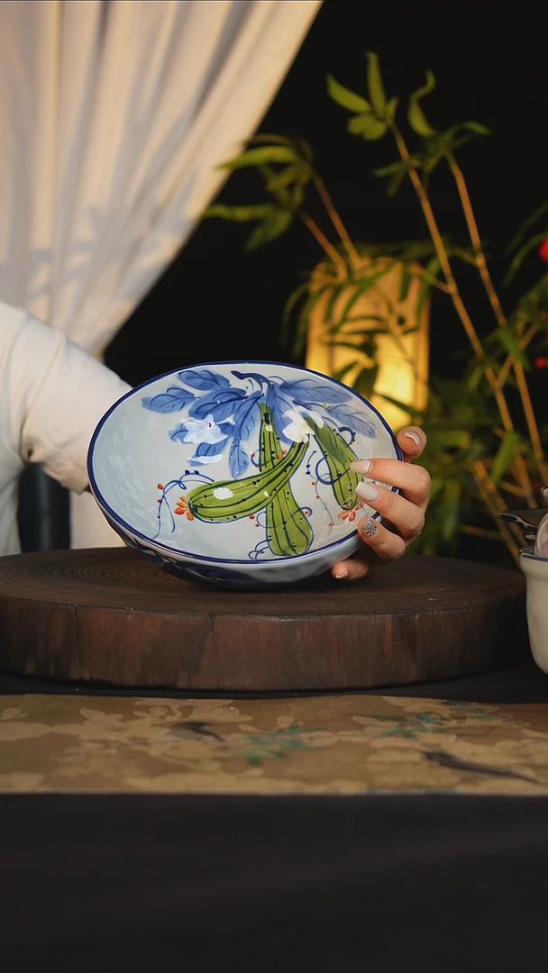 碗景德镇手工手绘高温釉下彩可进蒸箱烤箱洗碗机