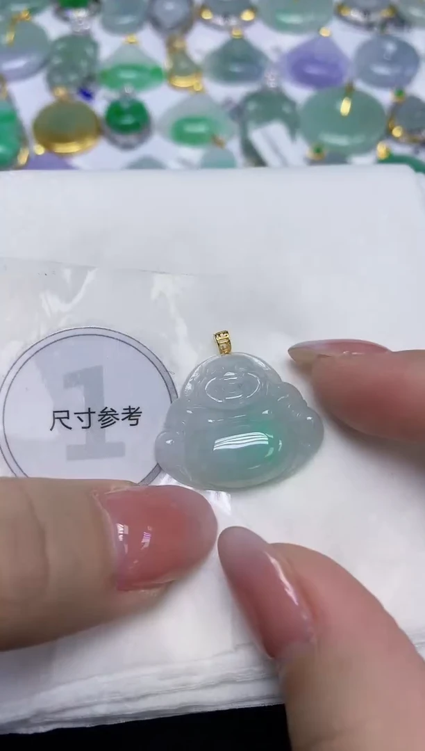 颈饰18K金镶嵌翡翠天然缅甸翡翠A货百元以上9元证书费自理