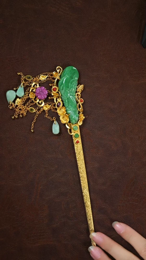 未镶嵌挂件翡翠闪购 阳绿发簪