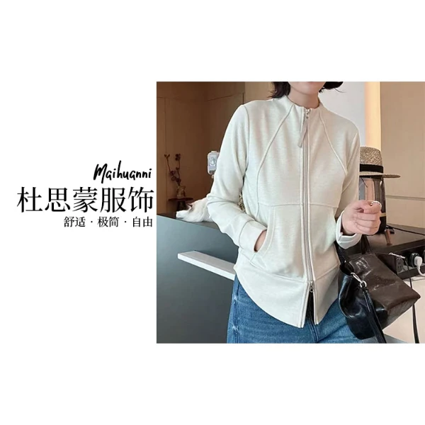 (杜思蒙服饰)  251732-【立体修身】韩系时尚拼接休闲运动外套