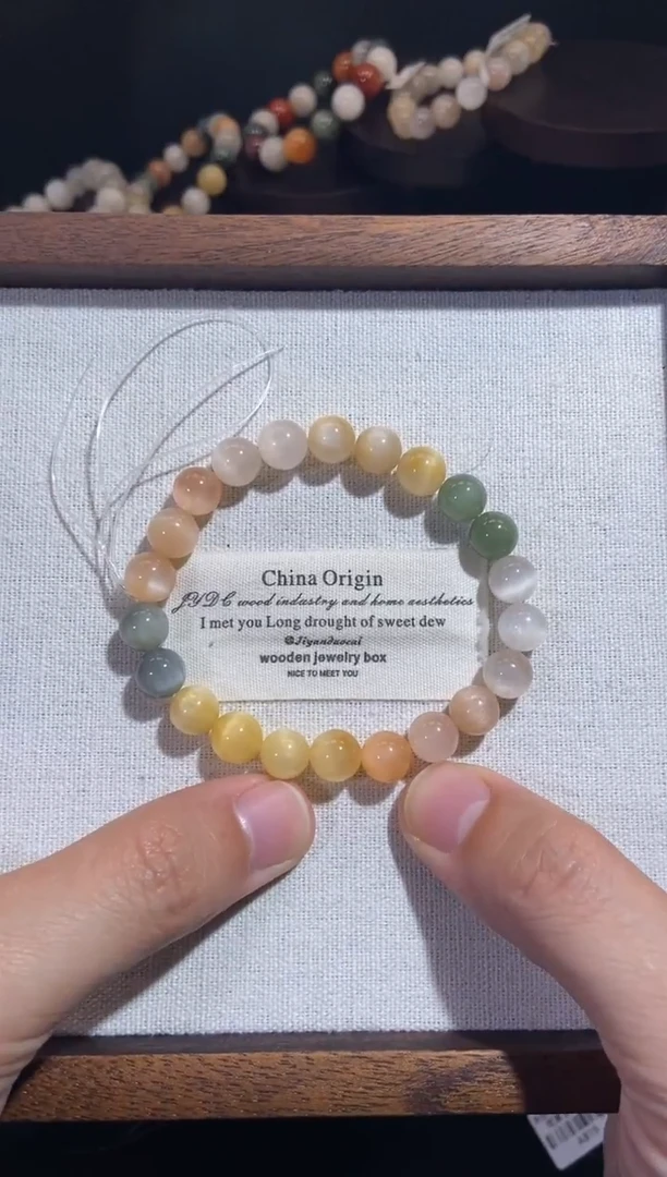 未镶嵌手串水晶2号链接-8咪+ 彩虹渐变兔毛水晶手串