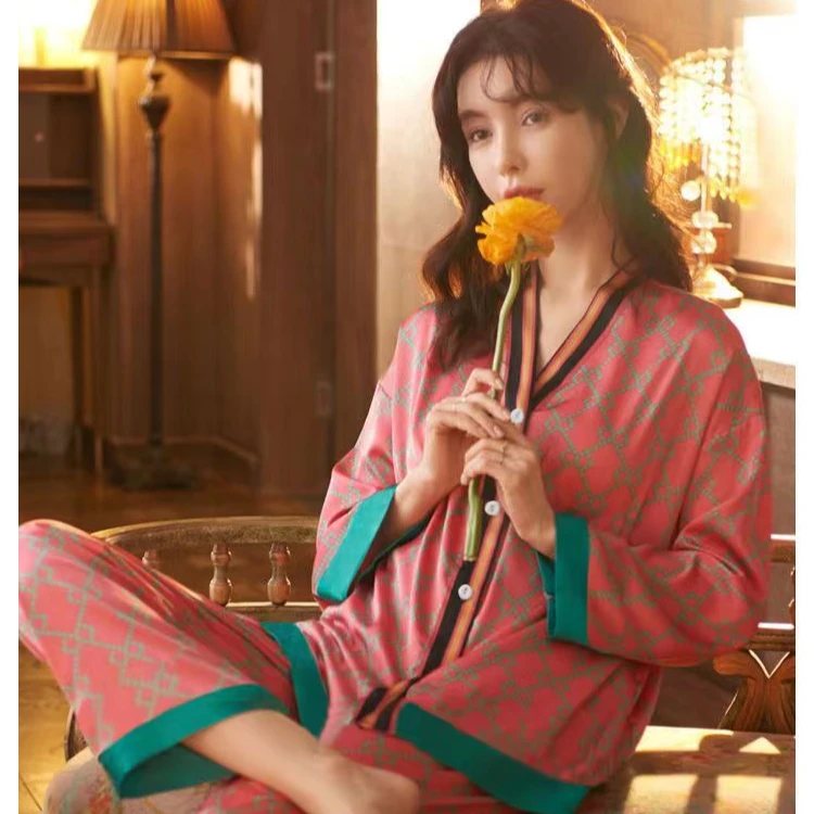 2025年新款大码家居服睡衣女款春秋薄款性感长袖ZQ743