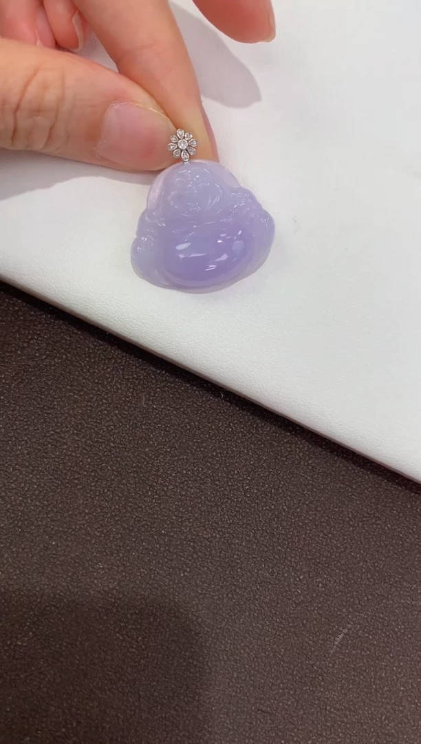 翡翠18K金镶嵌颈饰天然缅甸a货翡翠