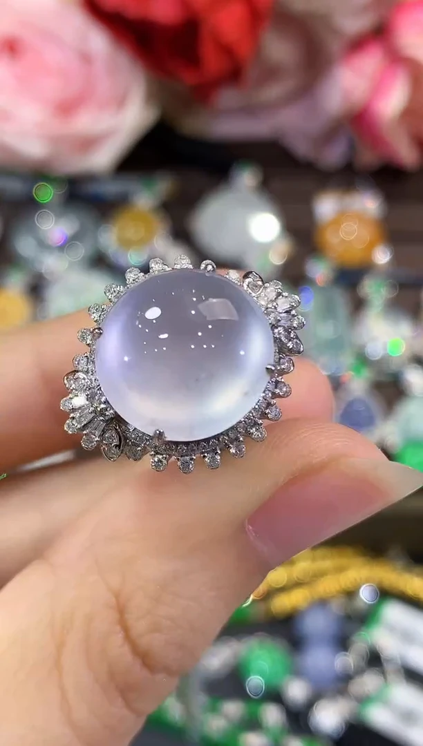 18K金镶嵌戒指翡翠B177