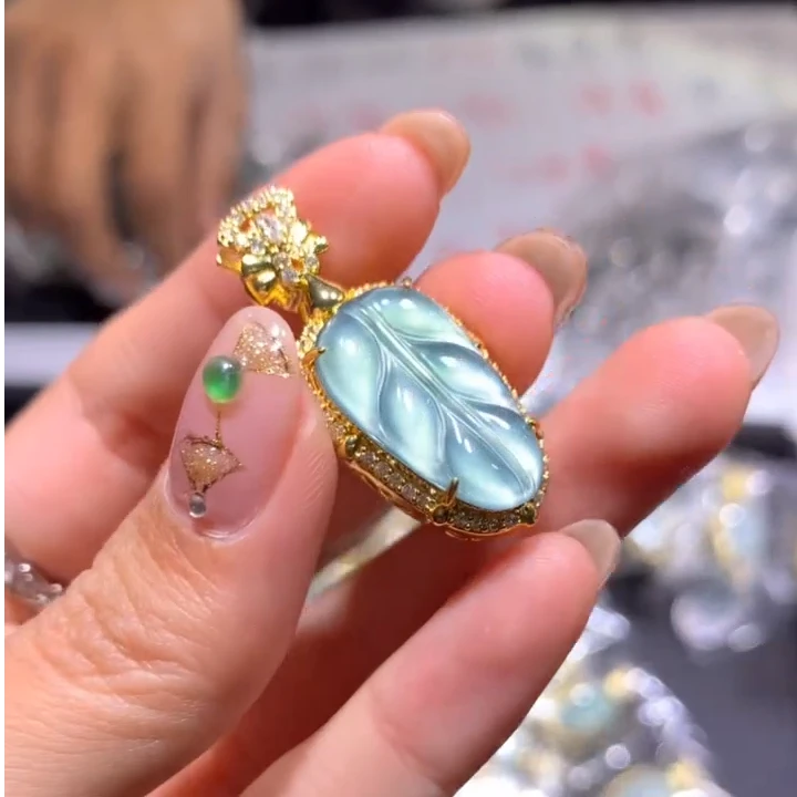 【逍遥精选】天然A货翡翠叶子吊坠*222/46713/多样性发/1件