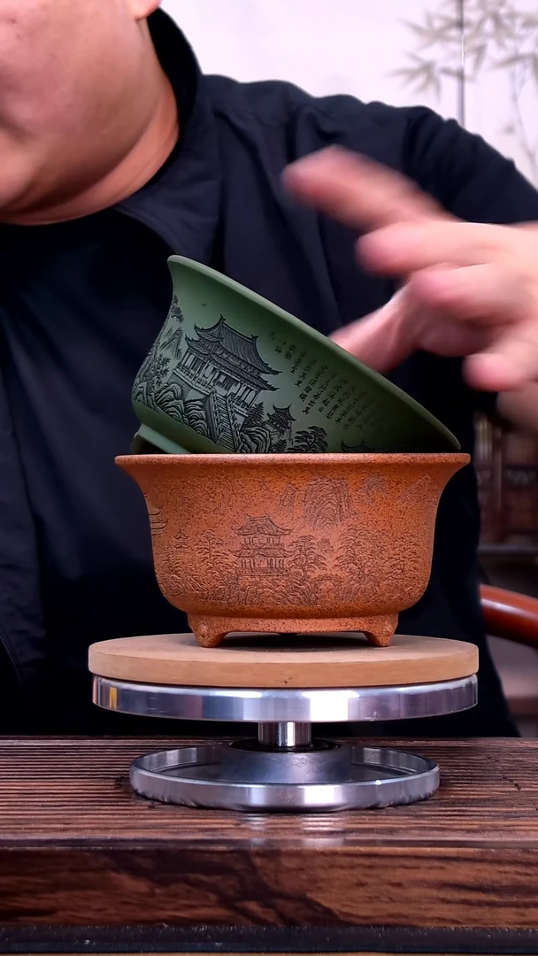 紫砂花盆紫砂花盆内口11.5-6   2只