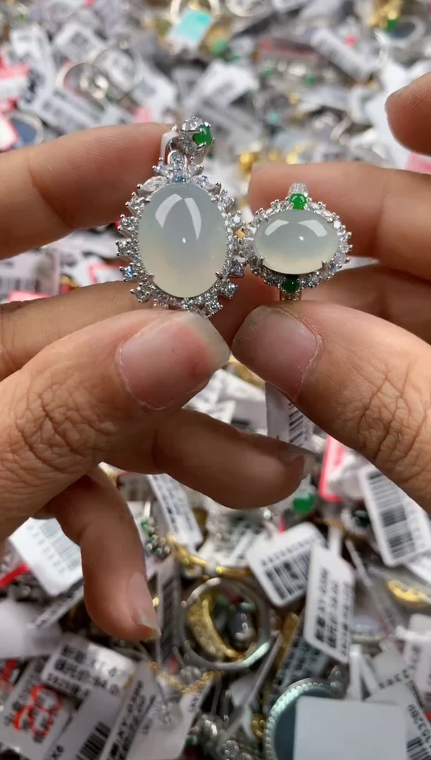 银S925镶嵌戒指翡翠101010---6