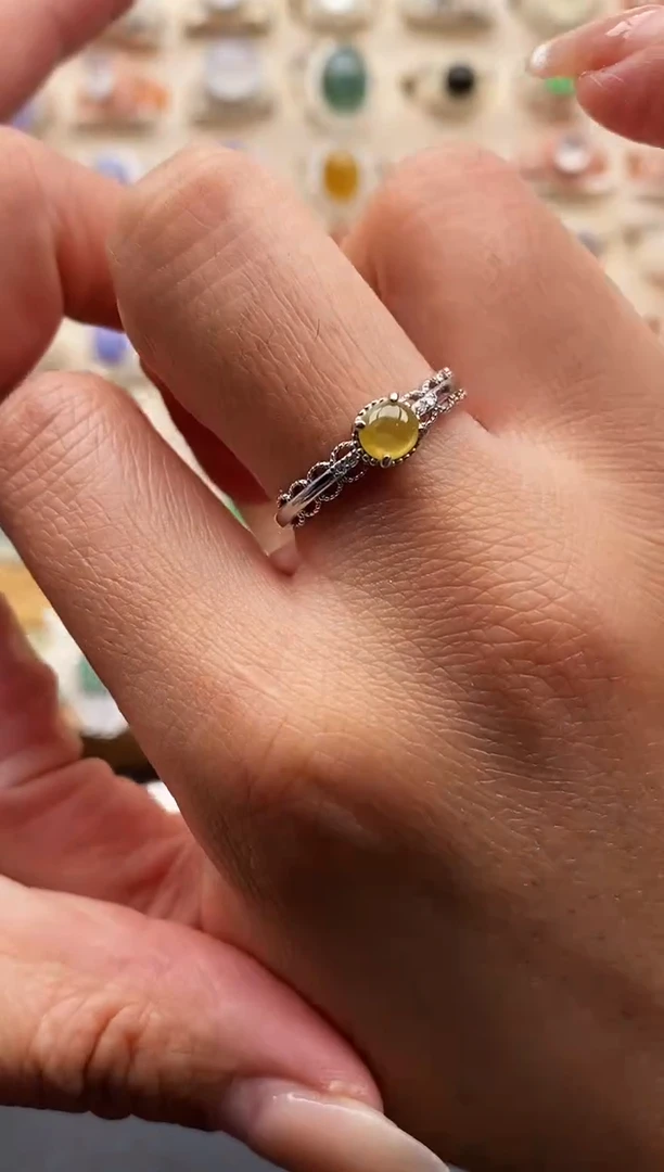 银S925镶嵌戒指翡翠天然缅甸翡翠11   6+